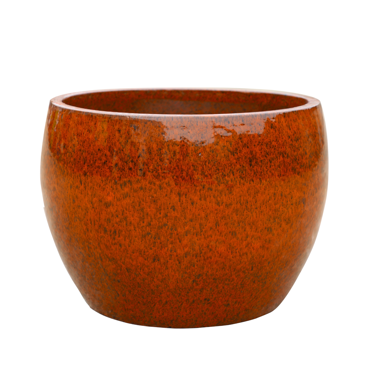 ROMULUS 31x23, large outdoor pot, handmade in glazed terracotta, frost-resistant, tropical orange