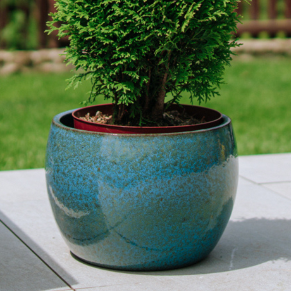 Pot ROMULUS 42x30cm bleu fer
