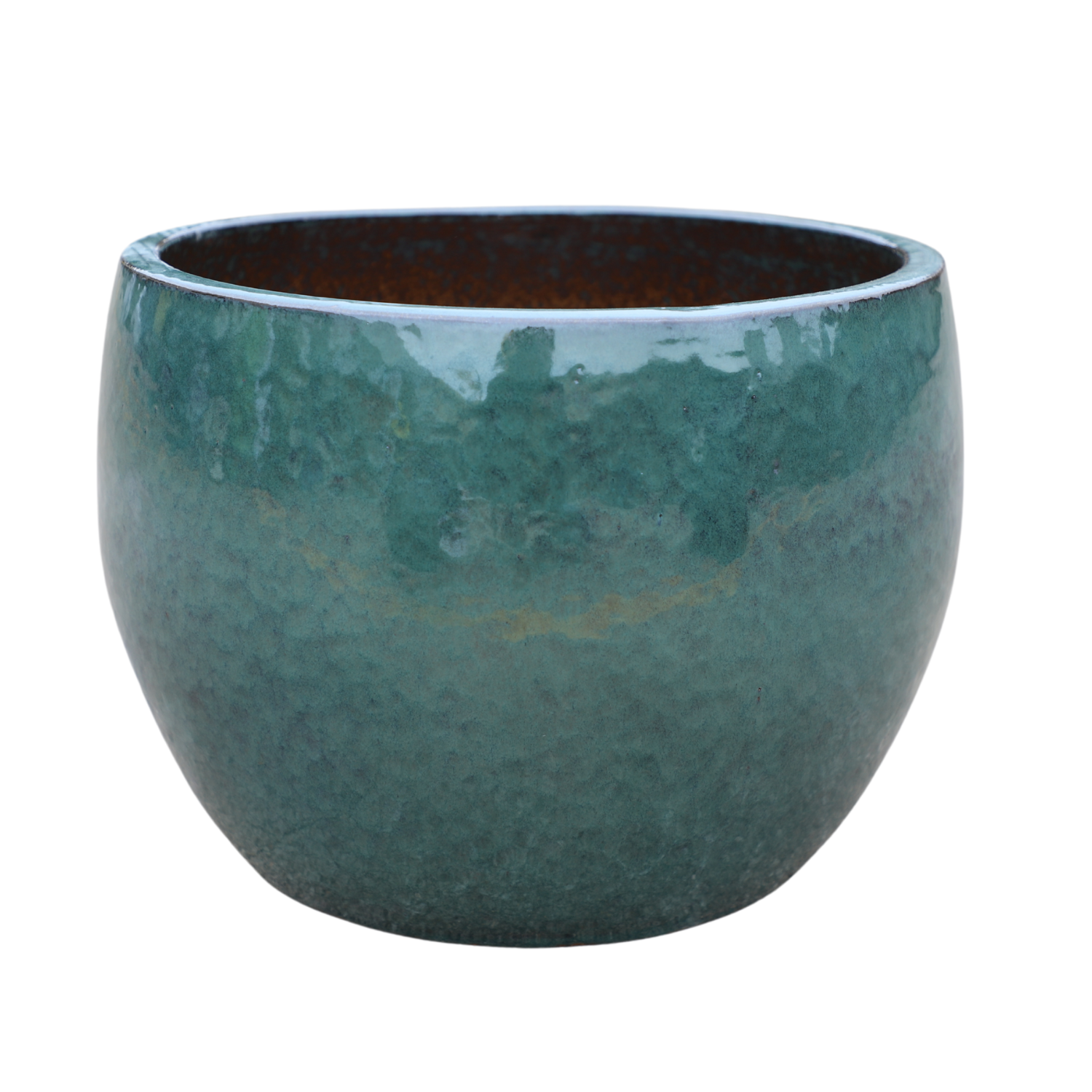 ROMULUS 55x38, large outdoor pot, handmade in glazed terracotta, frost-resistant, azur blue