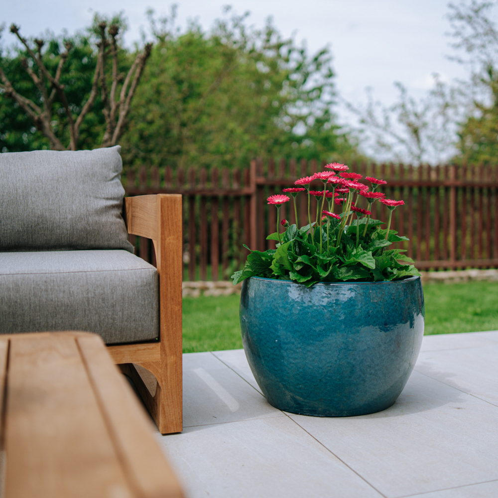 Planter ROMULUS 55x38cm azure blue