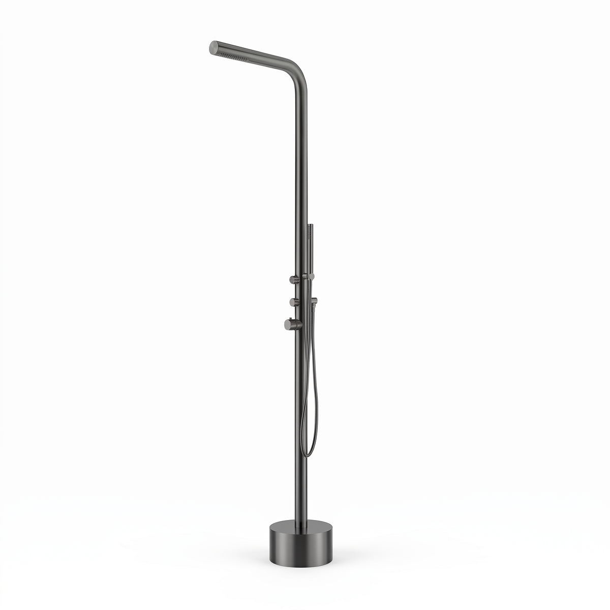 Douche extérieure EQUINOX L gun metal sur fond blanc, vue de face