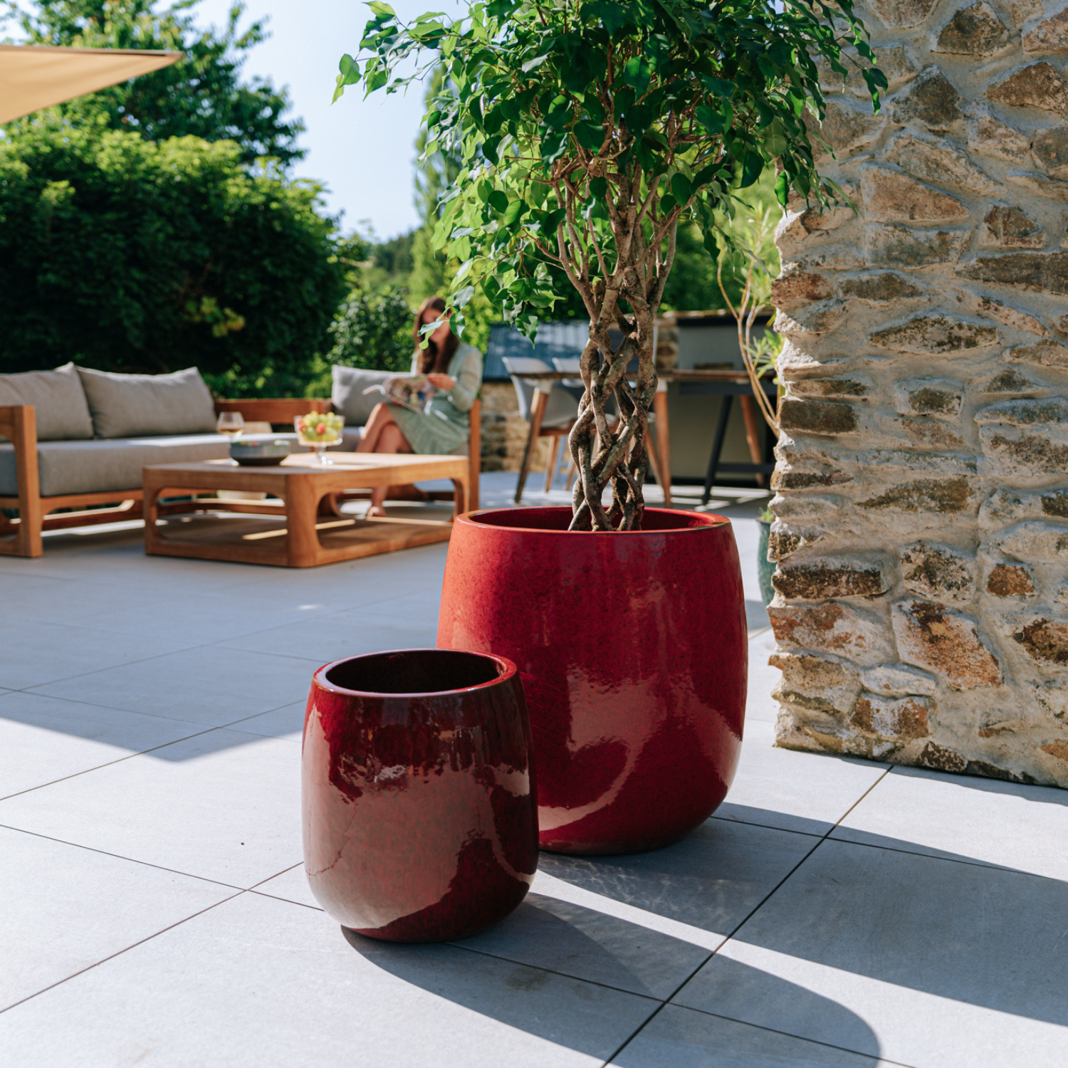 Pot SOCRATE 40x49cm rouge tropical