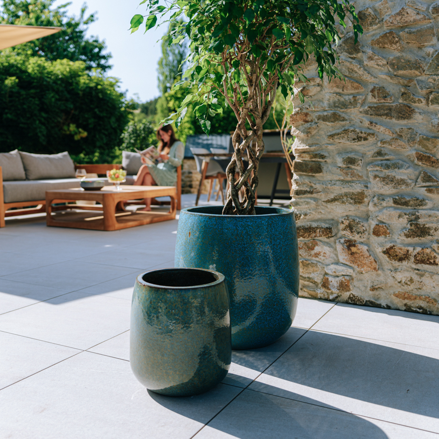 Pot SOCRATE 40x49cm bleu fer
