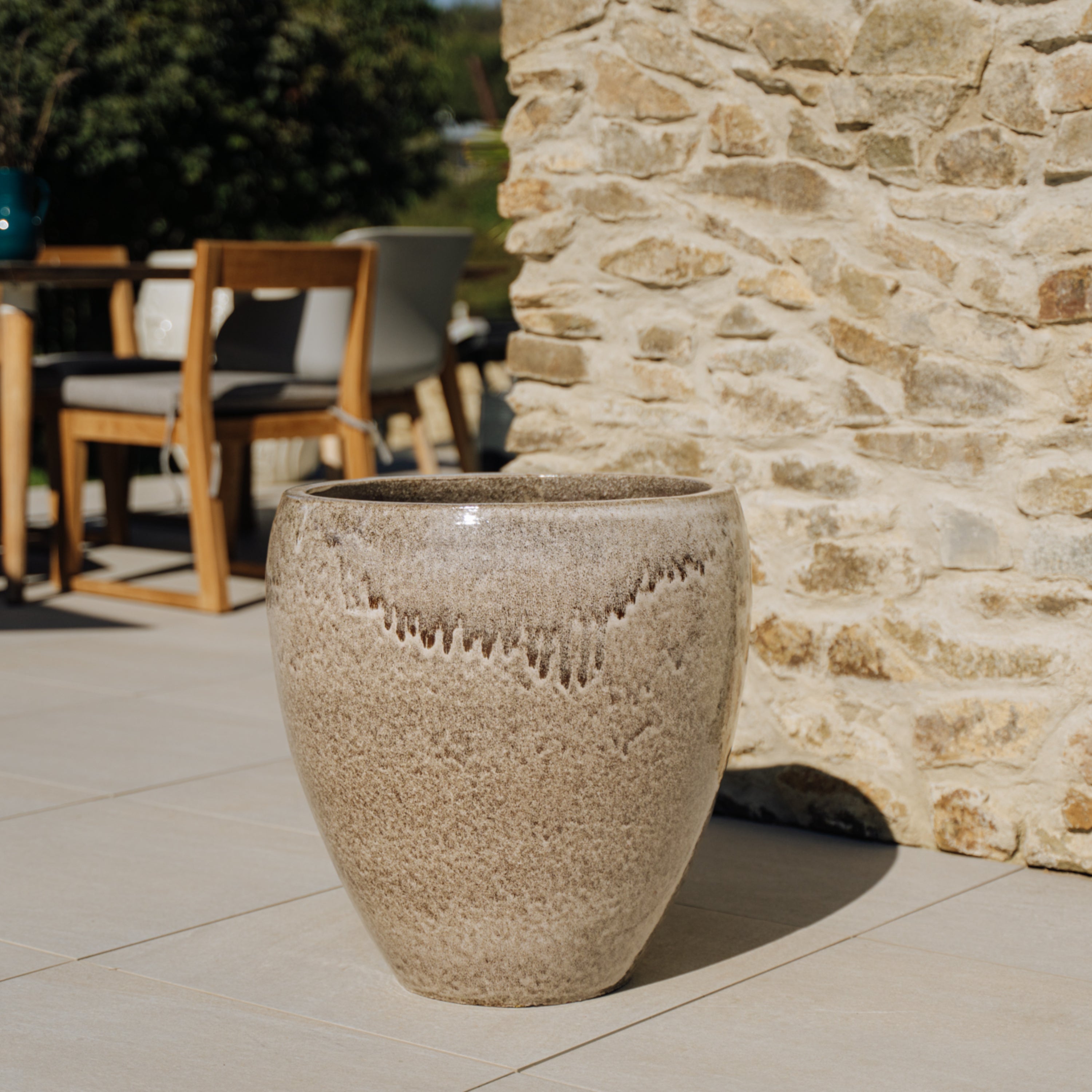 Pot LAFONTAINE 50x51cm tigre blanc