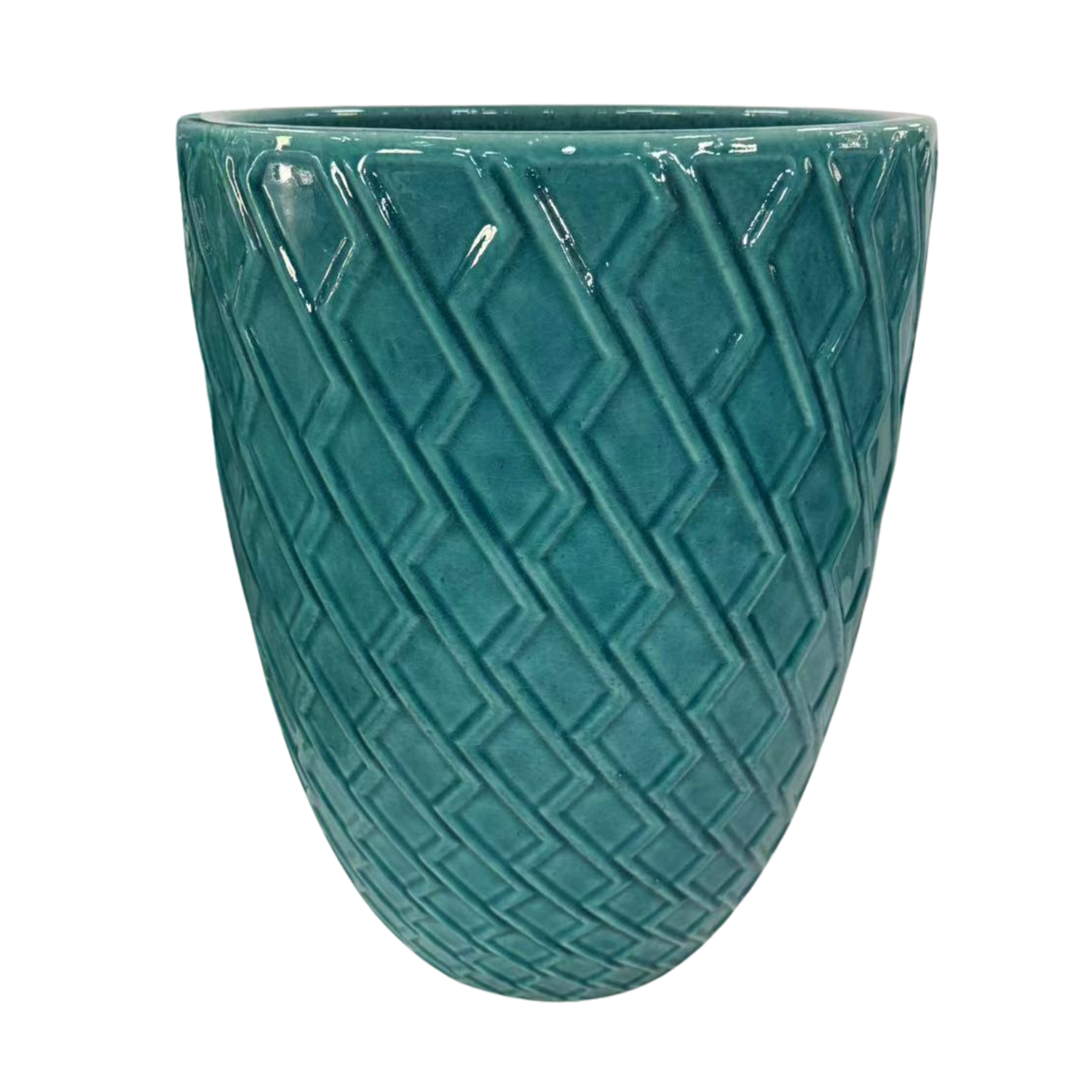 ZEUS 41x55cm turquoise, pot de grande taille d'extérieur fait main en terre cuite émaillée, résistant au gel