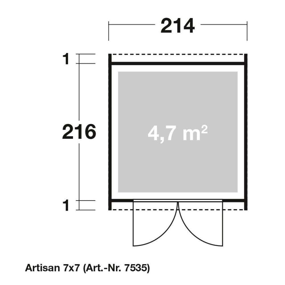 Abri de jardin ARTISAN 7x7 Gris Provencelia