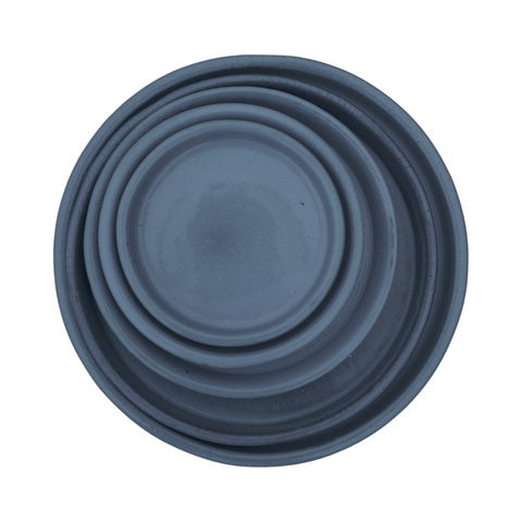 Saucer 35cm, handmade in glazed terracotta, frost-resistant, abyss blue
