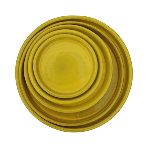 Saucer 20cm, handmade in glazed terracotta, frost-resistant, yellow