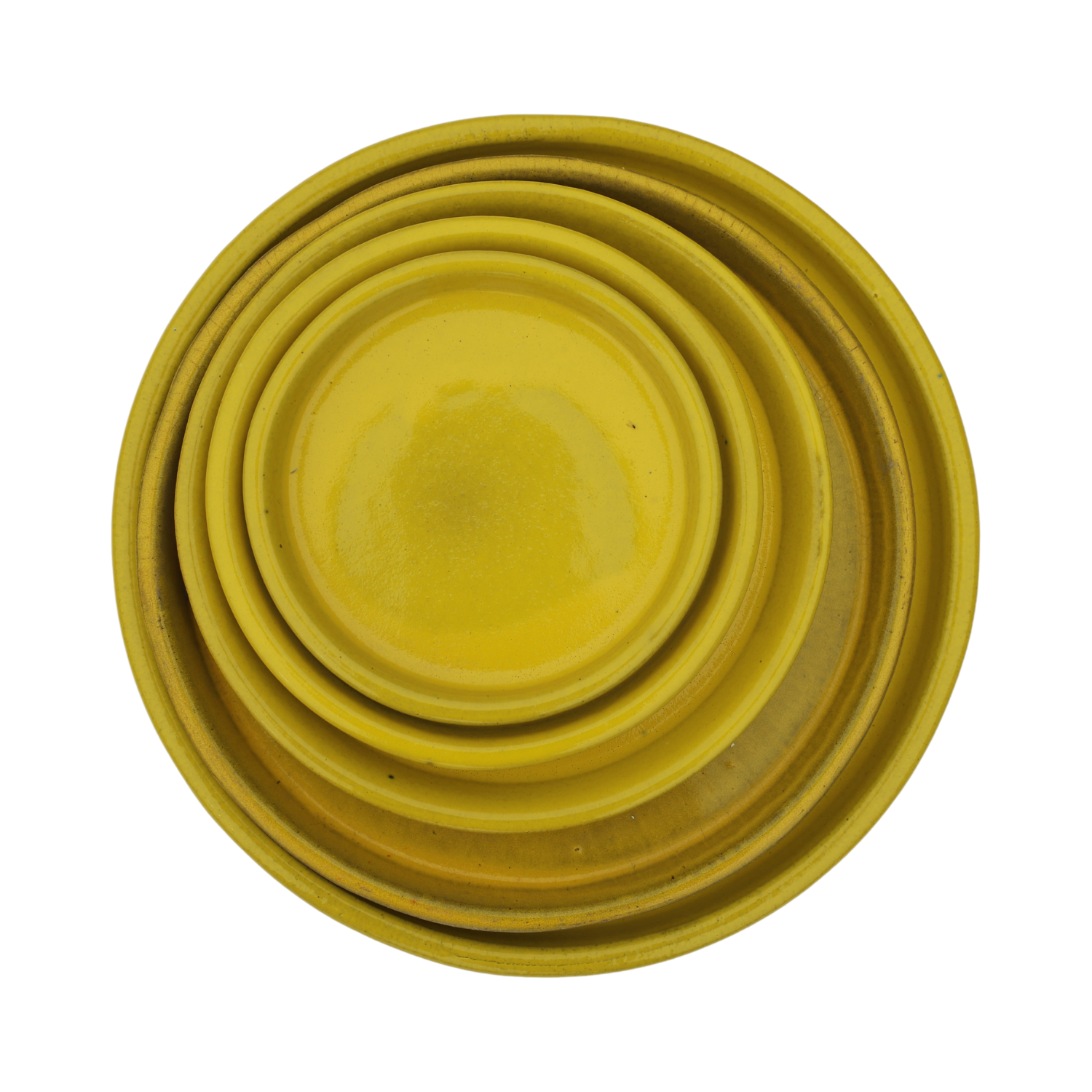 Saucer 40cm, handmade in glazed terracotta, frost-resistant, yellow