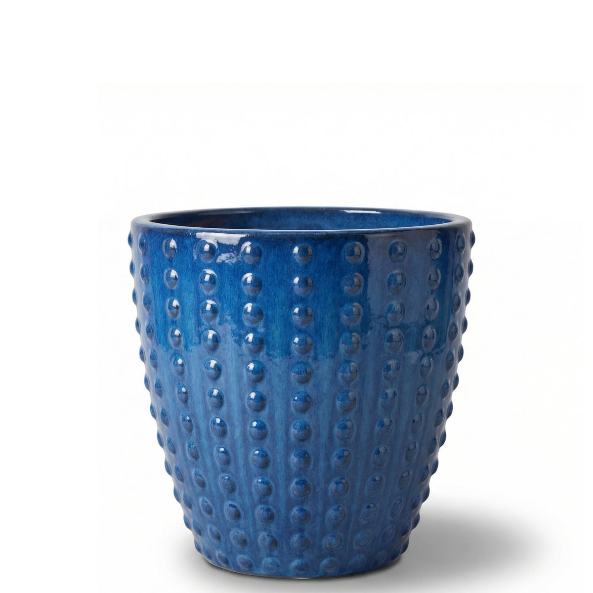 Pot Attila décoratif 30x29 cm bleu antique en terre cuite émaillée, vue de face sur fond blanc