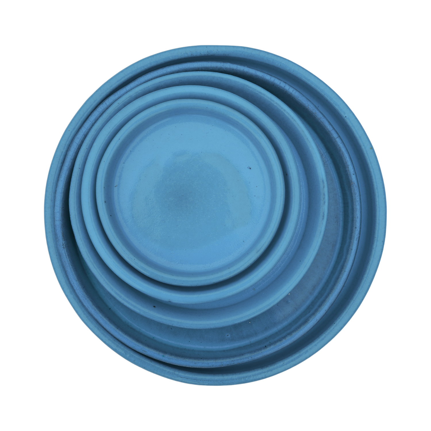 Plato de 26 cm, hecho a mano en terracota vidriada, resistente a las heladas, azul azur.