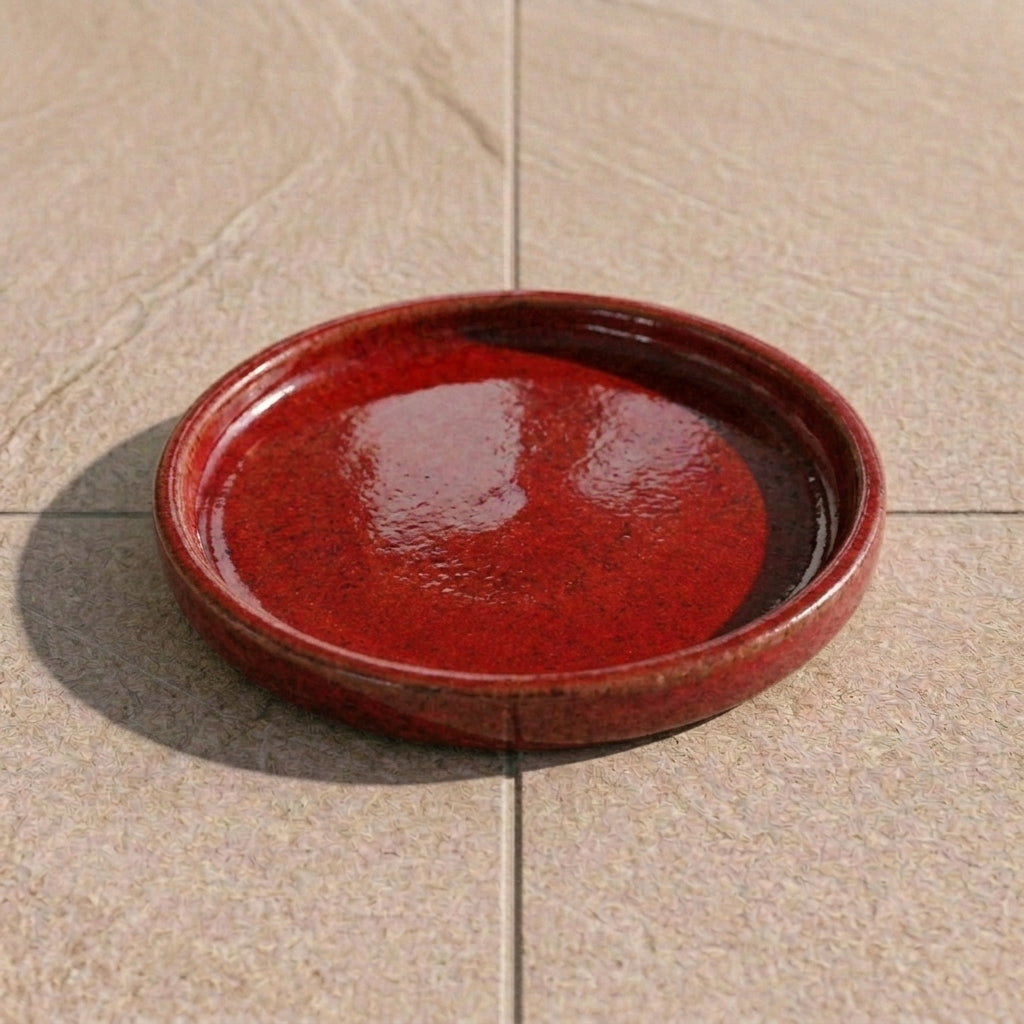 Sottovaso in ceramica rosso imperiale per vaso – resistente al gelo