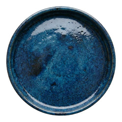 Soucoupe 49cm Bleu azur en terre cuite émaillée