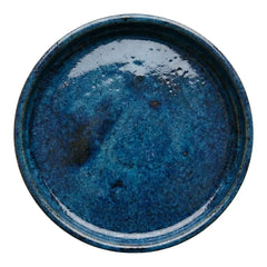 Soucoupe 33cm Bleu azur en terre cuite émaillée