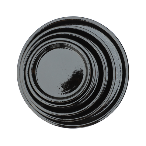 Saucer 35cm, handmade in glazed terracotta, frost-resistant, red on black