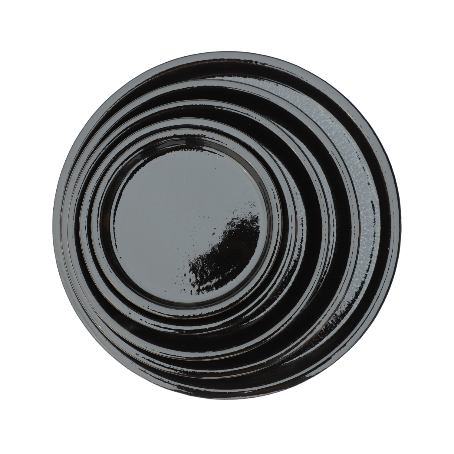 Saucer 40cm, handmade in glazed terracotta, frost-resistant, green on black