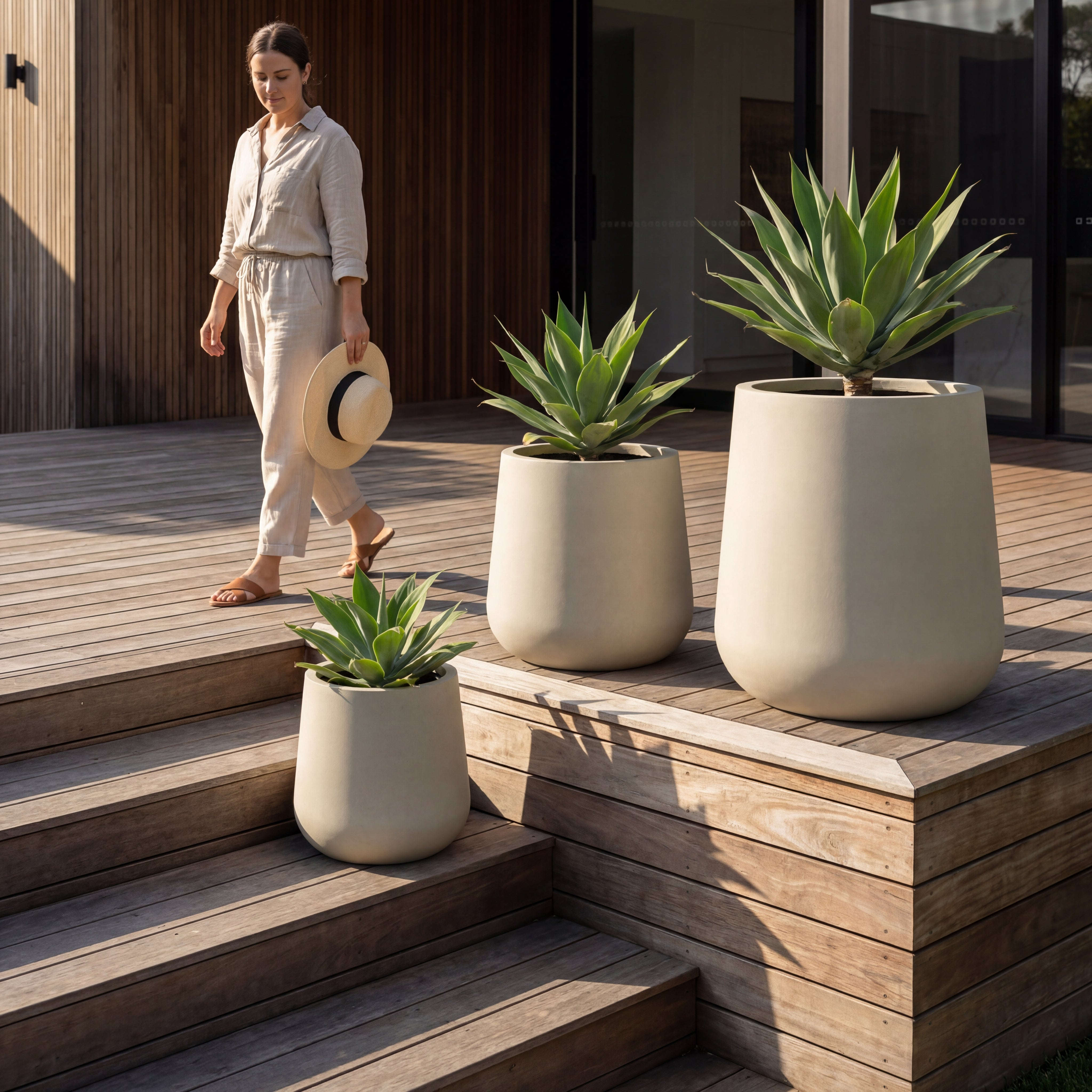 Cache-pot pré percé SILEX 84x85cm beige Provencelia