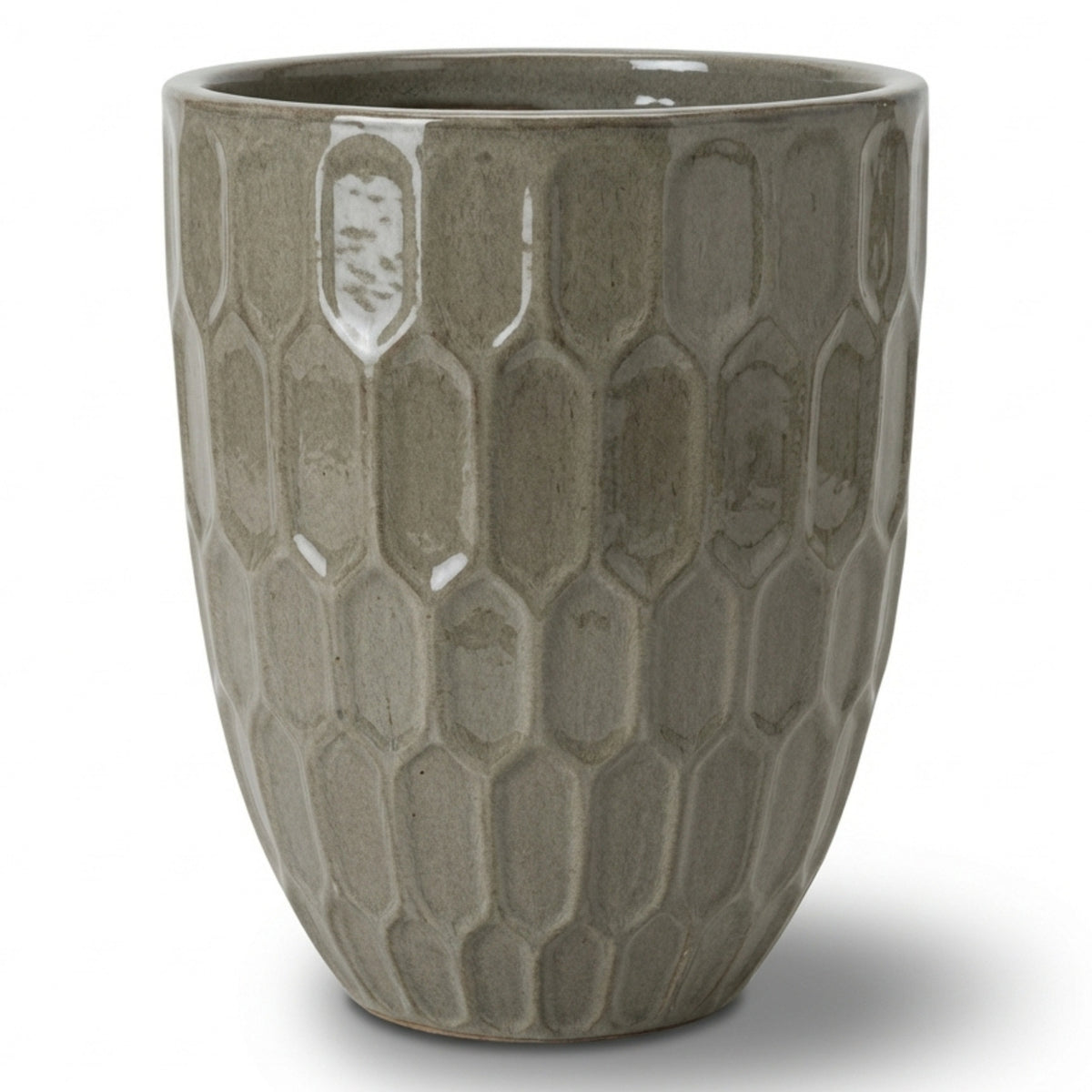 Pot Daudet décoratif 41x55 cm bronze sablé en terre cuite émaillée, vue de face sur fond blanc