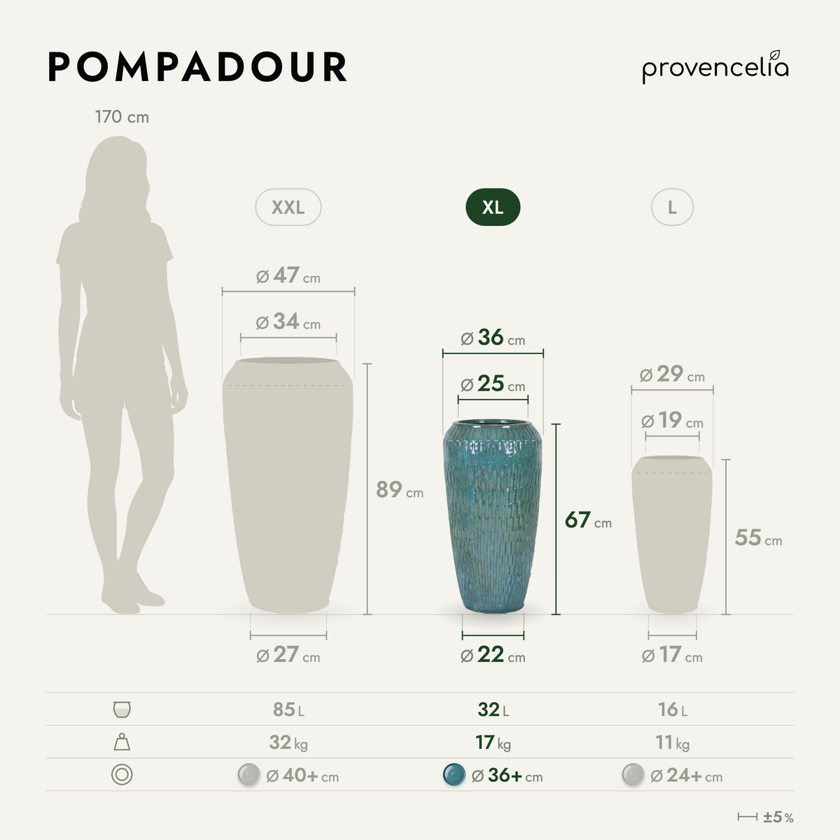 POMPADOUR XL – dimensions