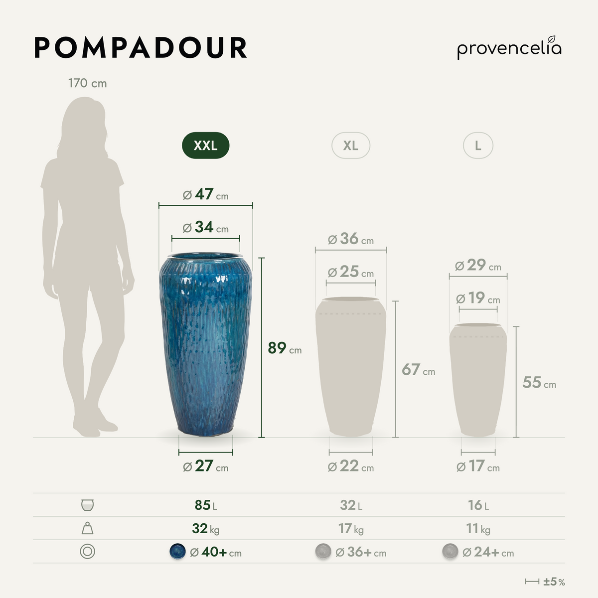 POMPADOUR XXL – dimensioni