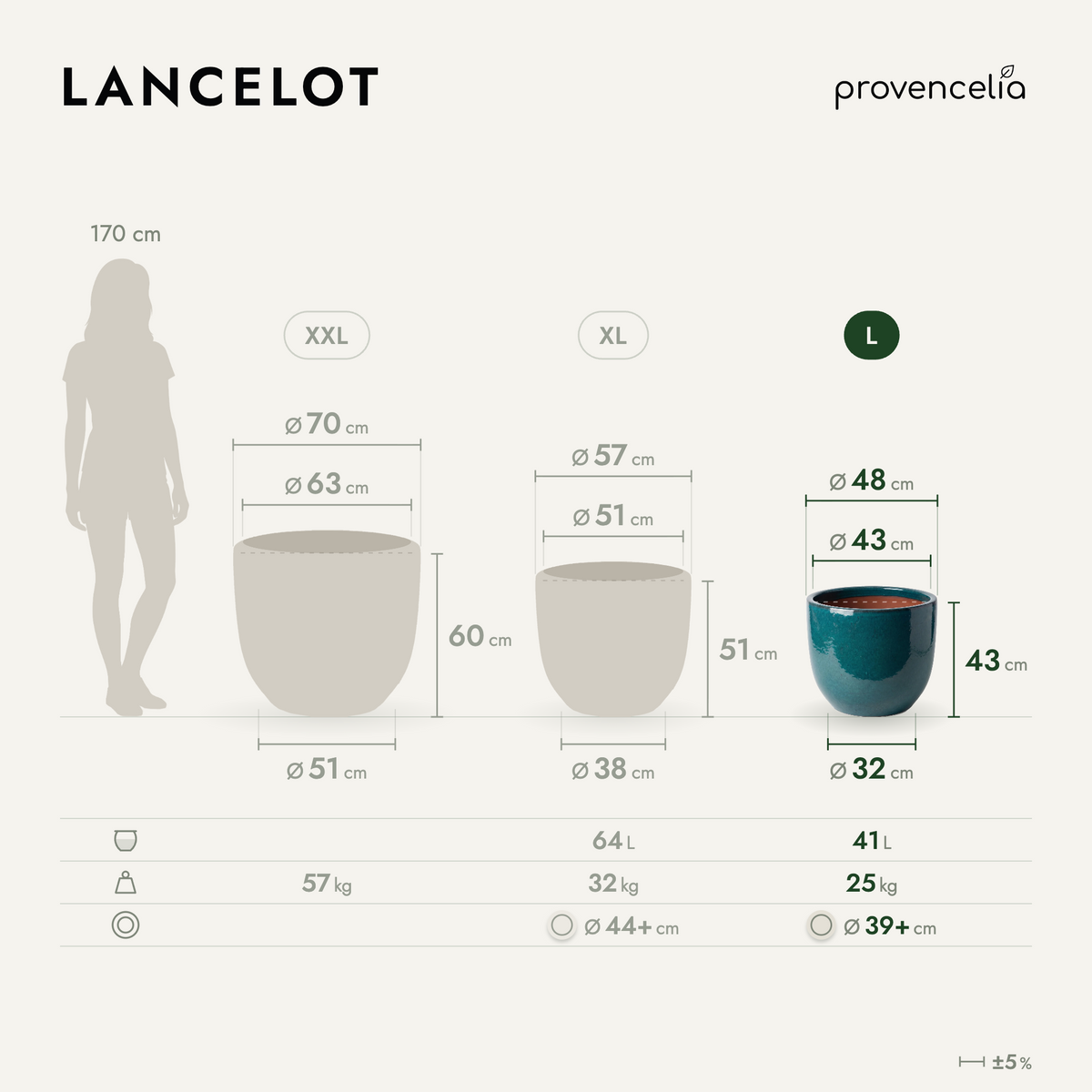 LANCELOT L – afmetingen