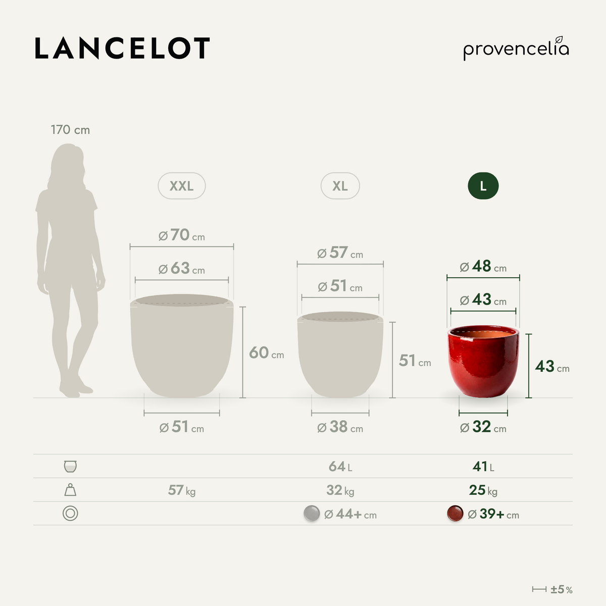 LANCELOT L – afmetingen