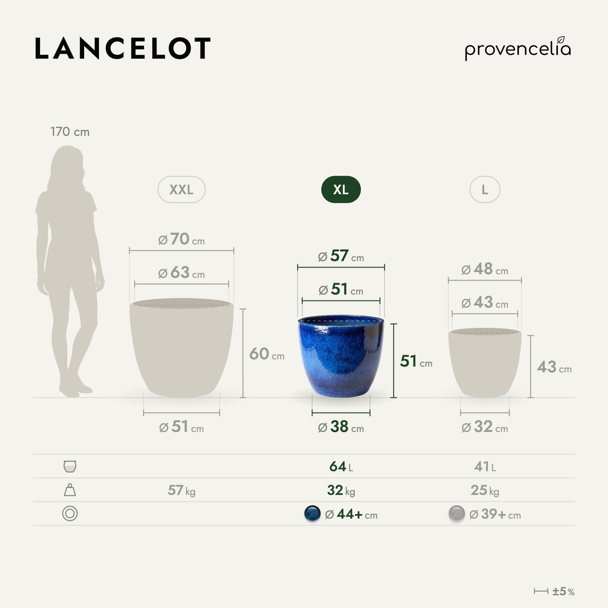 LANCELOT XL – afmetingen