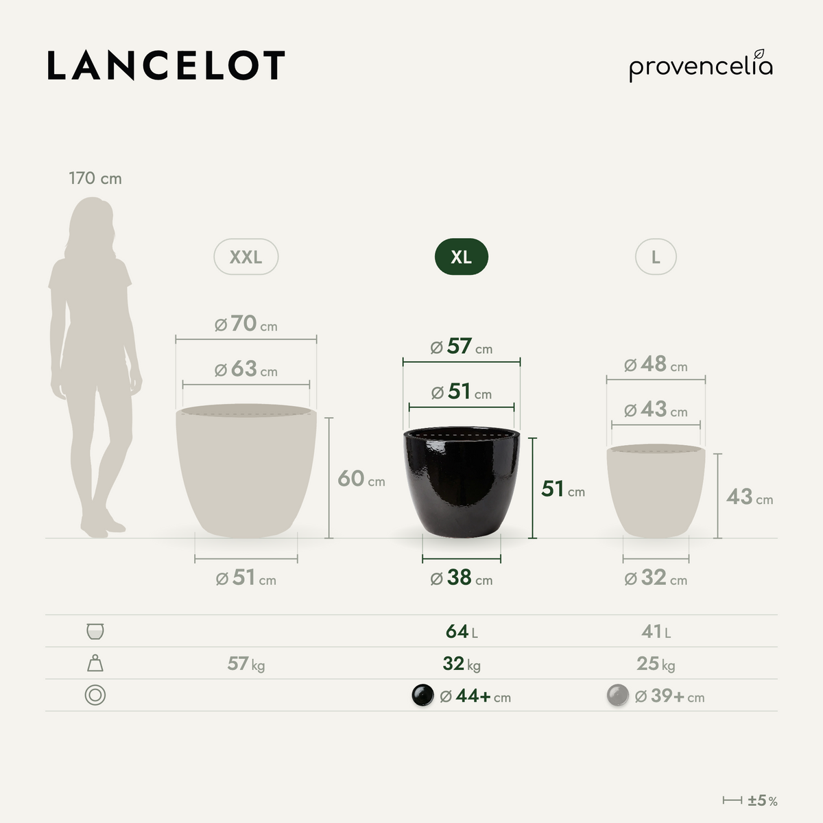 LANCELOT XL – afmetingen