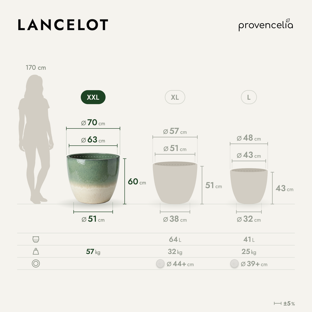 LANCELOT XXL – afmetingen