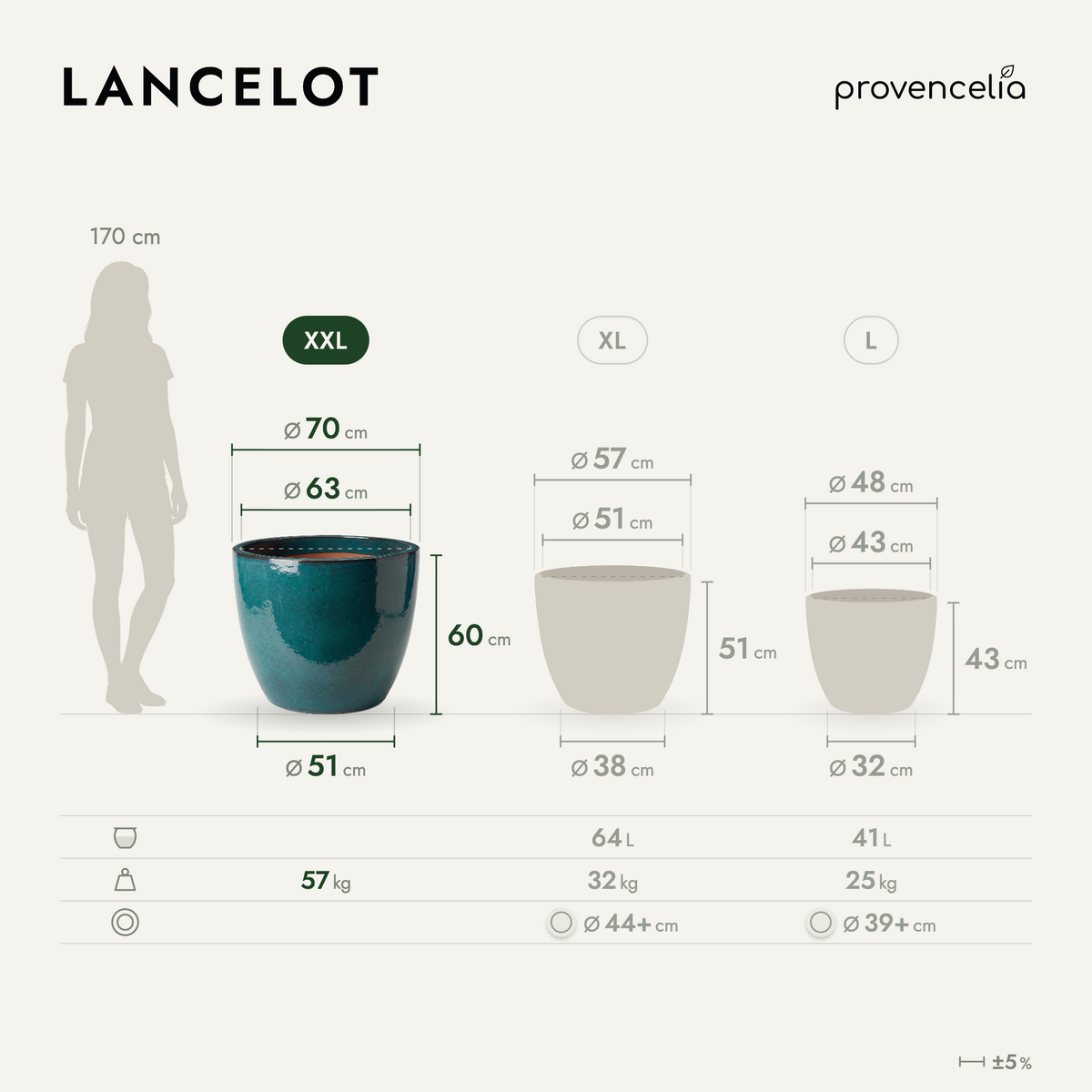 LANCELOT XXL – afmetingen