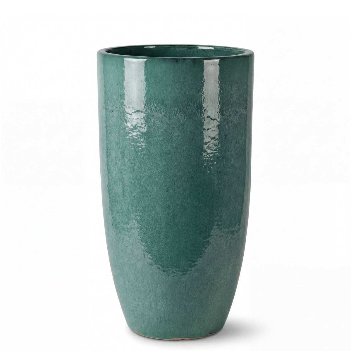 Pot Eiffel 37x70 cm brume de jade en terre cuite émaillée, vue de face sur fond blanc