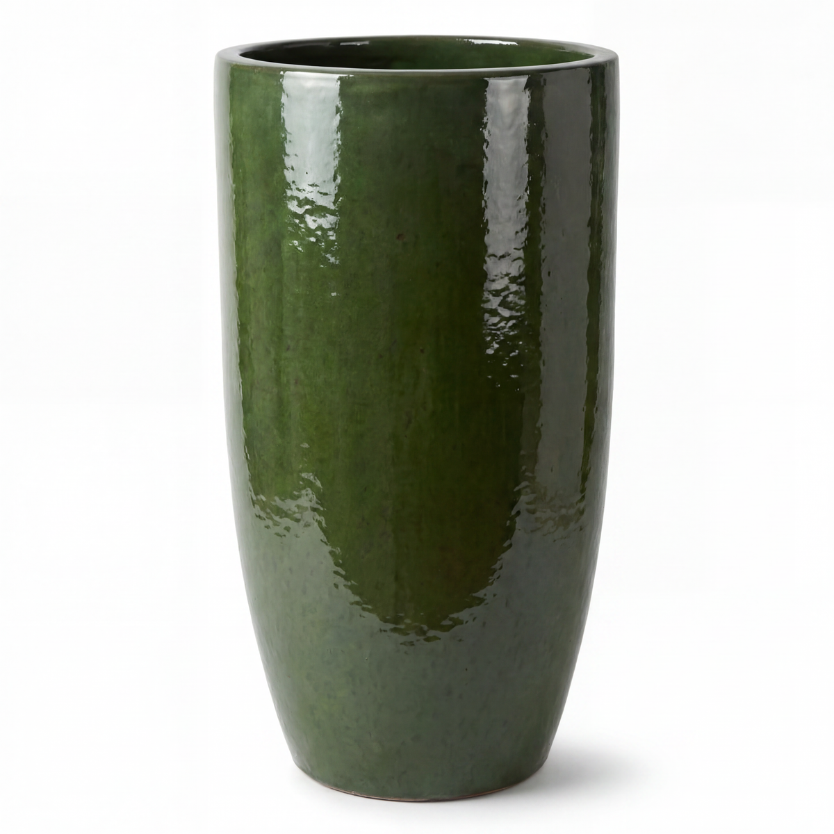 Eiffel planter 47x92 cm Deep green in glazed ceramic, front view on a white background