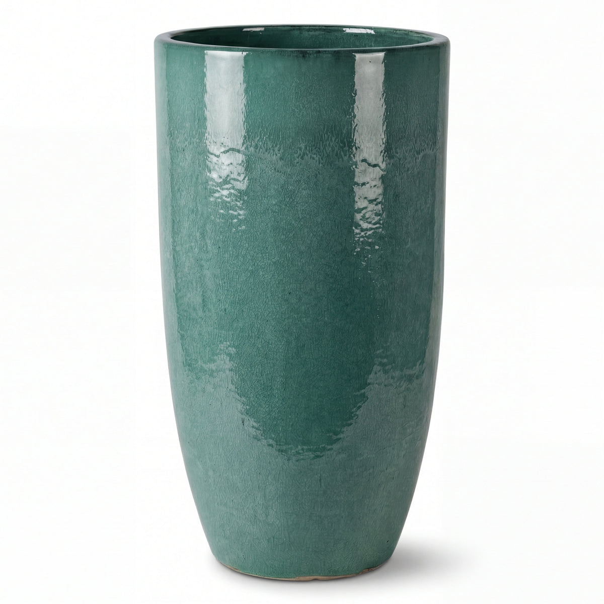 Pot Eiffel 47x92 cm brume de jade en terre cuite émaillée, vue de face sur fond blanc