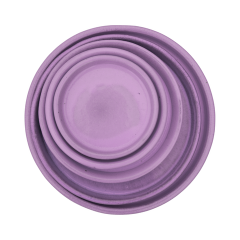 Saucer 35cm, handmade in glazed terracotta, frost-resistant, light purple