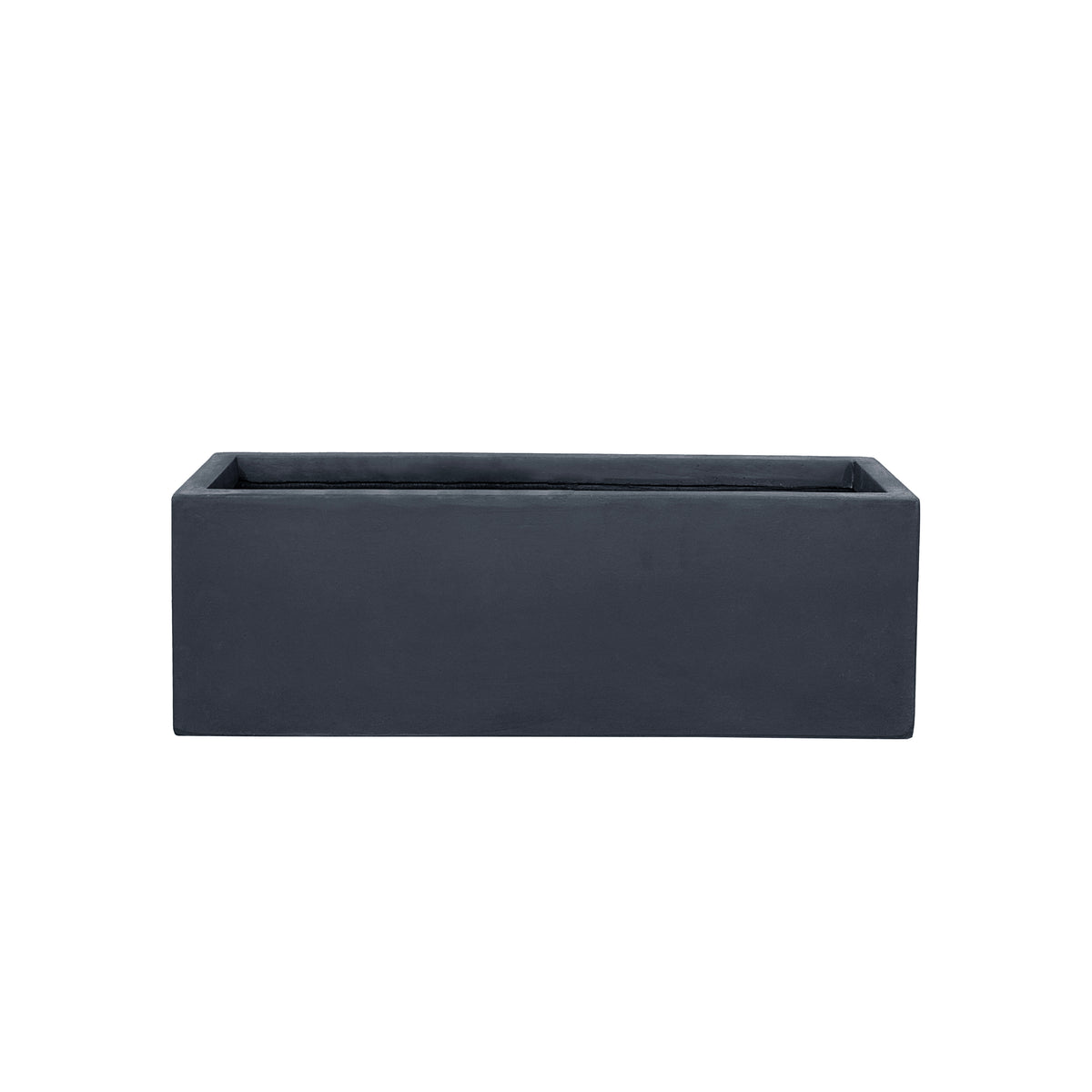 Jardinière Horizon 16x18 cm gris foncé en béton fibré, vue de face sur fond blanc