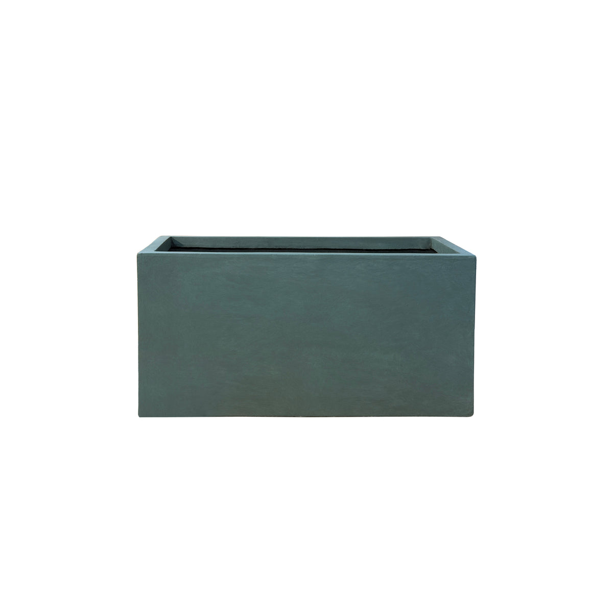 Jardinière Horizon 37x37 cm vert foncé en béton fibré, vue de face sur fond blanc