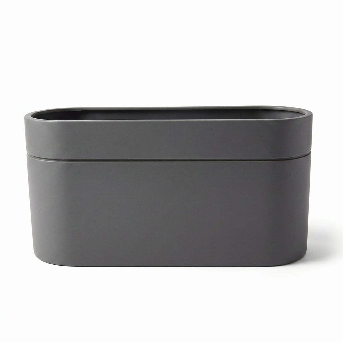 Jardinière Infinity line 40x60 cm anthracite en acier galvanisé, vue de face sur fond blanc