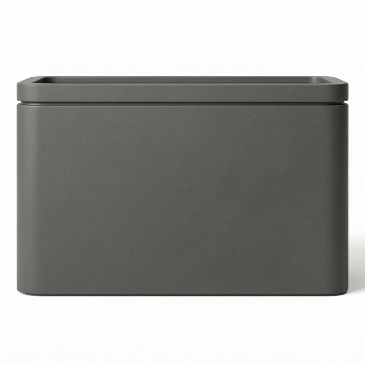 Infinity Square rectangular 30x60 cm anthracite galvanised metal planter, front view on a white background