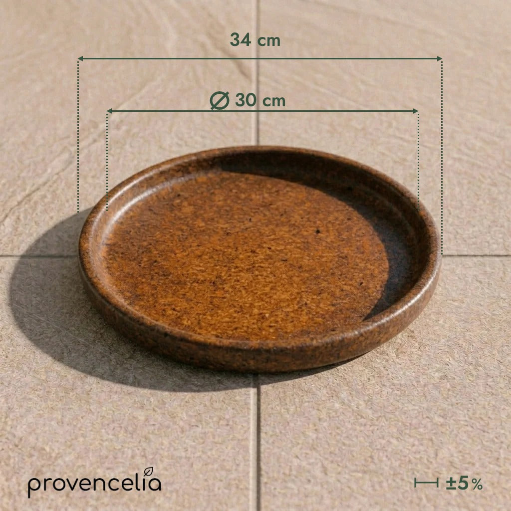Soucoupe 30 cm iron finished, vue de dessus avec dimensions