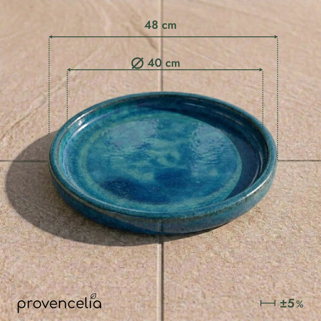Platillo de 40 cm Bruma de jade, vista superior con dimensiones