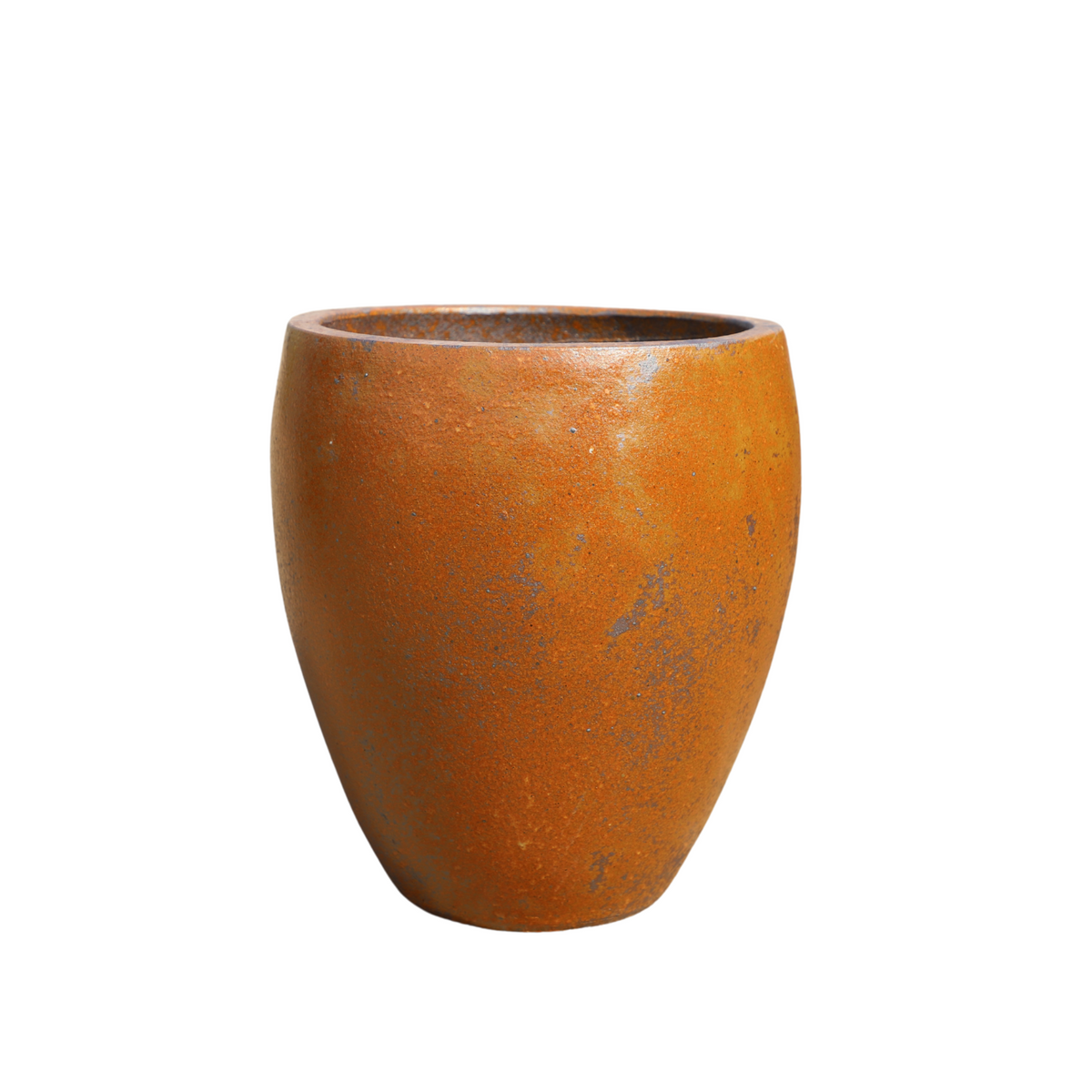 Vaso Lafontaine rotondo 23x35 cm Finitura ferro in ceramica smaltata, vista frontale su sfondo bianco