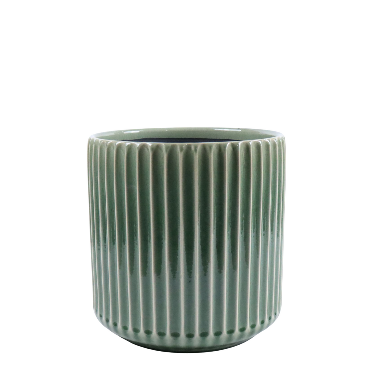 Pot London décoratif 29x30 cm vert pomme, vue de face sur fond blanc