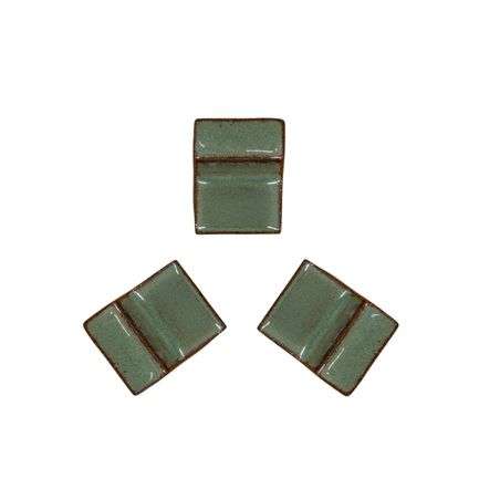 Lot de 3 pieds de pot 6cm brume de jade fait à la main en terre cuite émaillée Provencelia
