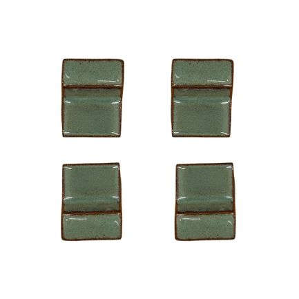 Lot de 4 pieds de pot 6cm brume de jade fait à la main en terre cuite émaillée Provencelia