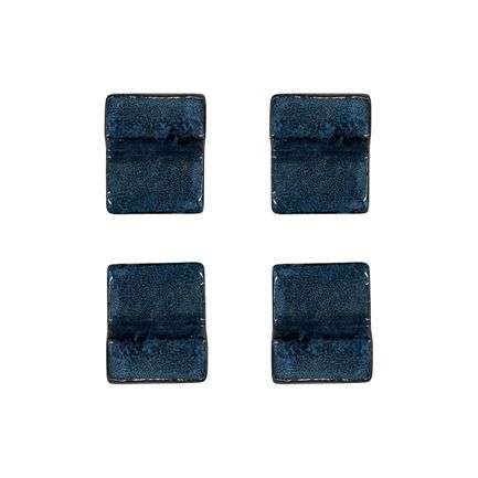 Lot de 4 pieds de pot 6cm saphir fait à la main en terre cuite émaillée Provencelia
