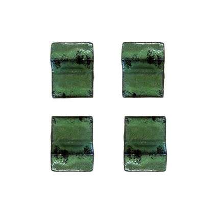 Lot de 4 pieds de pot 6cm vert profond fait à la main en terre cuite émaillée Provencelia