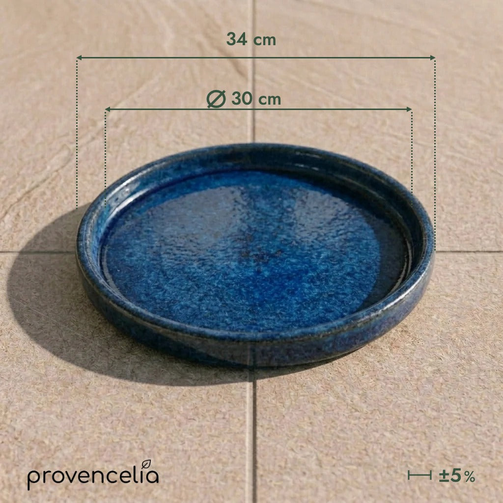 Platillo de 30 cm azul Majorelle, vista superior con dimensiones