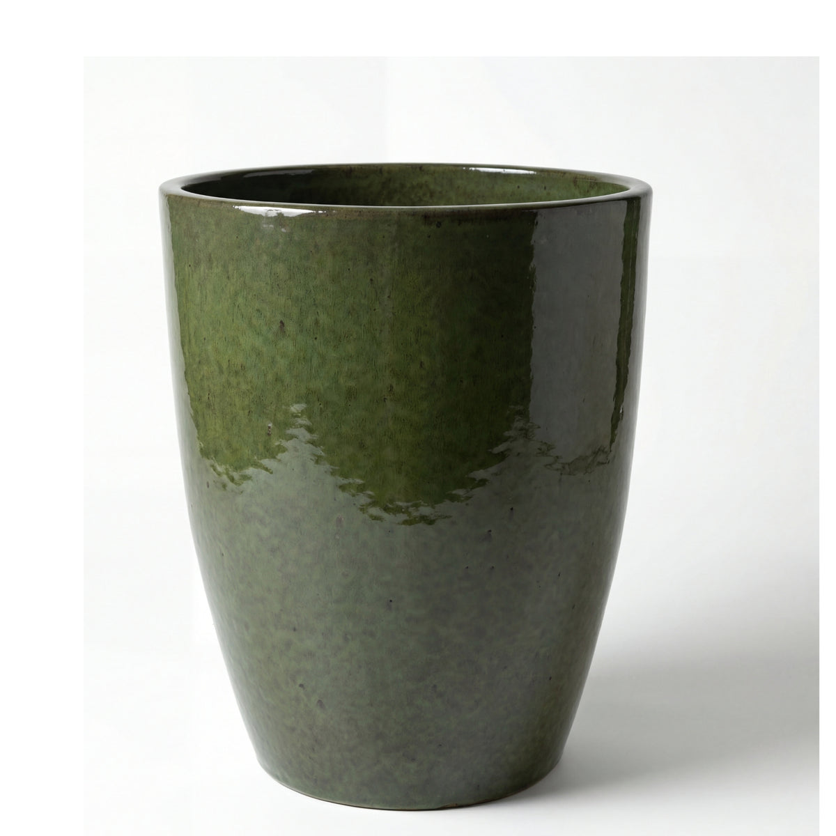 Vaso Mazarin2 37x49 cm Verde intenso in ceramica smaltata, vista frontale su sfondo bianco