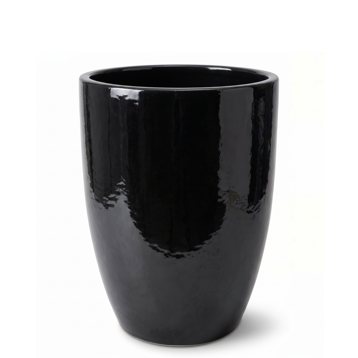 Pot MAZARIN2 décoratif 38x50 cm noir en terre cuite émaillée, vue de face sur fond blanc