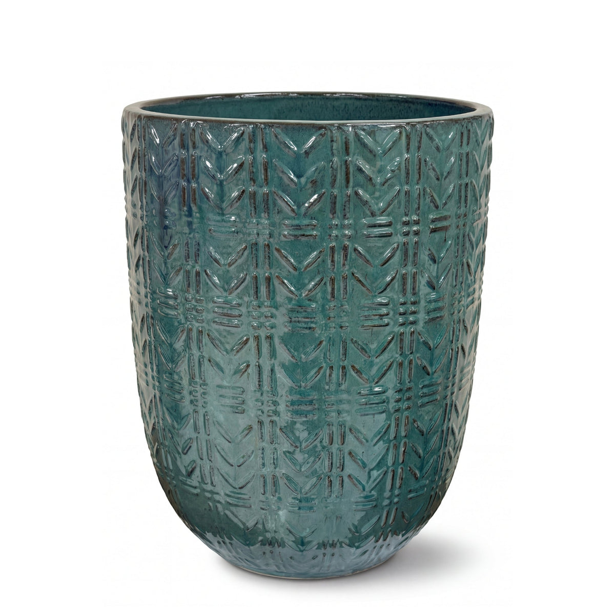 Vaso Mercure 39x51 cm Bruma di giada in ceramica smaltata, vista frontale su sfondo bianco